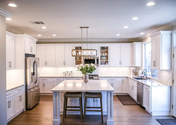 Custom kitchen lighting design and installation featuring recessed LED lighting